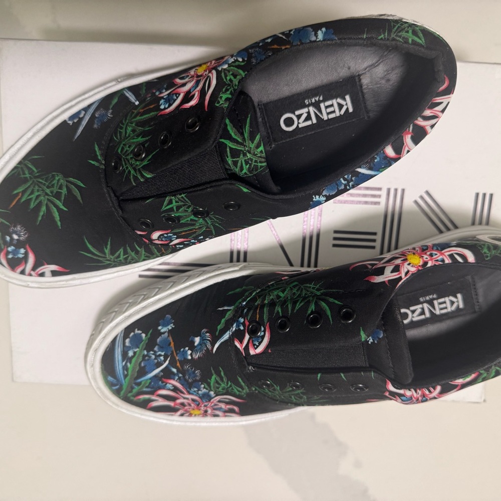 Kenzo Black Multicolor Floral Sneakers